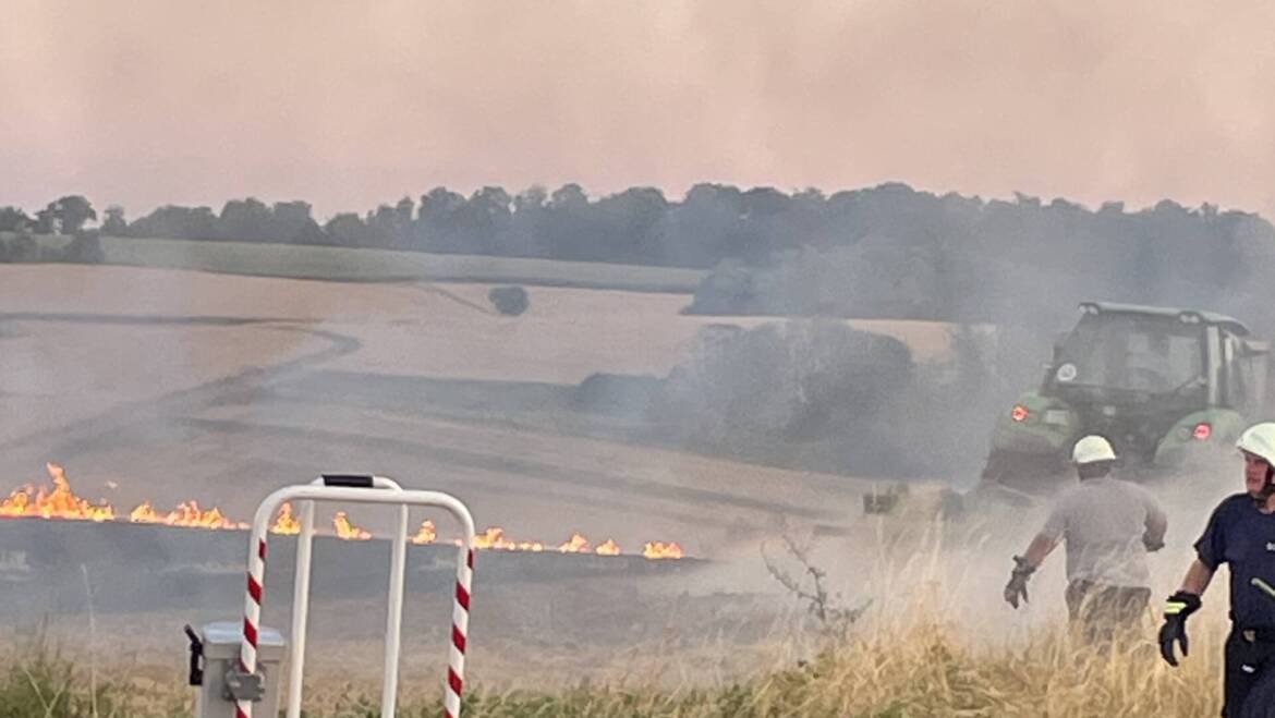 Größerer Flächenbrand im Mauertal zwischen Weingarten und Walzbachtal